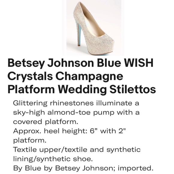 Betsey Johnson Blue WISH Crystals Champagne Platform Wedding Stilettos Size 8.5 - Picture 16 of 16